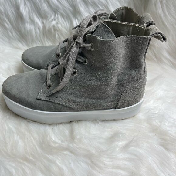 Shellys London made in Italy gray leather suede platform lace up boots S… - Picture 2 of 9